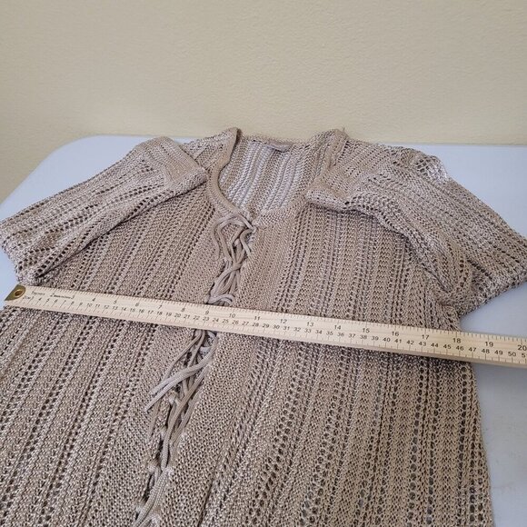 Chicos Open-Knit Fringe Kimono Womens‎ Size M/L Cardigan Duster Boho Cover up - Picture 6 of 8